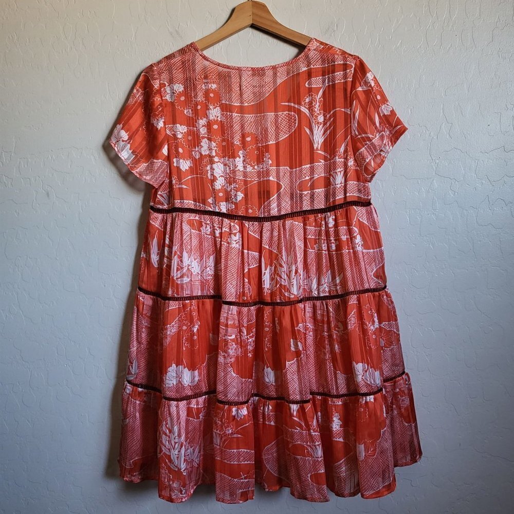 Urban Outfitters Pippa Chiffon Babydoll Tiered Mini Dress Orange Size Women's S - Picture 6 of 8